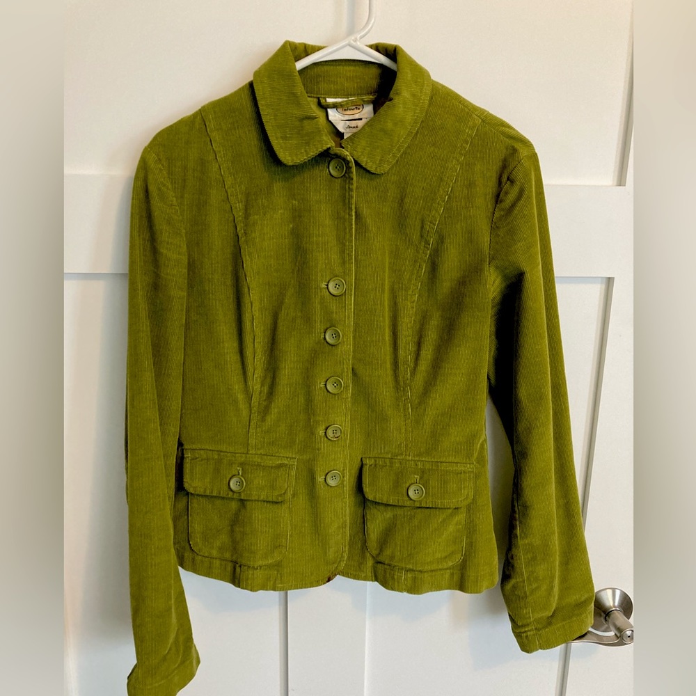 Talbots jacket in green. Size 6. Fine wale corduroy.